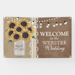 Rustic Burlap Barn Wedding Sonnenblume Mason Jar Banner