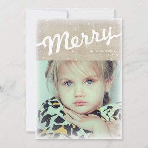 Rustic Burlap Big Frohe Weihnachts-Fotokarte Feiertagskarte