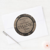 Rustic Burlap Black Lace Danke Label Runder Aufkleber (Umschlag)