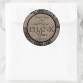 Rustic Burlap Black Lace Danke Label Runder Aufkleber (Tasche)