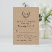 Rustic Burlap Black Typografy Wedding RSVP Card Karte (Stehend Vorderseite)