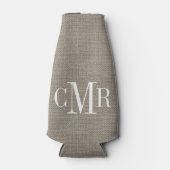 Rustic Burlap Classic Monogram Flaschenkühler (Vorderseite)