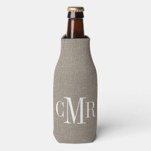Rustic Burlap Classic Monogram Flaschenkühler