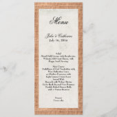 Rustic Burlap Custom Wedding Menü Menükarte (Vorderseite)