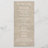 Rustic Burlap Damask Vintage Wedding Program Programm (Rückseite)