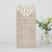 Rustic Burlap Damask Vintage Wedding Program Programm (Stehend Vorderseite)