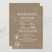 Rustic Burlap Dandela Probe Dinner Einladung (Vorne/Hinten)