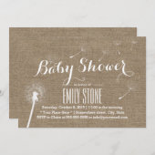 Rustic Burlap Dandelion Baby Shower Einladungen (Vorne/Hinten)