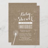 Rustic Burlap Dandelion Baby Shower Einladungen (Vorne/Hinten)