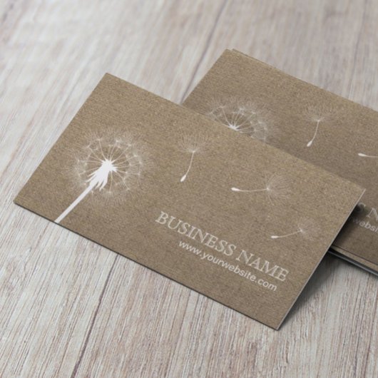 Rustic Burlap Dandelion Wedding Visitenkarte