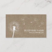 Rustic Burlap Dandelion Wedding Visitenkarte (Vorderseite)