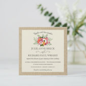 Rustic Burlap Elegant Hochzeitseinladungen Einladung (Stehend Vorderseite)