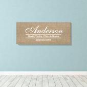 Rustic Burlap Familie etablierte Familienname-Zeic Leinwanddruck (Insitu (Holzboden))