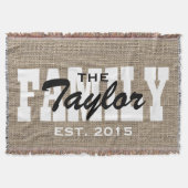 Rustic Burlap Familie Name etabliert Decke (Vorderseite)