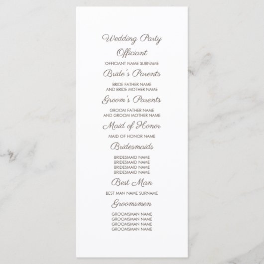 Rustic Burlap Floral Mason Jar WedPrograms Programm (Rückseite)