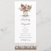 Rustic Burlap Floral Mason Jar WedPrograms Programm (Vorderseite)