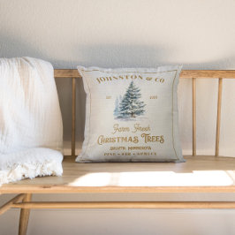 Rustic Burlap Gold Nachname Weihnachtsbaumfarm Kissen