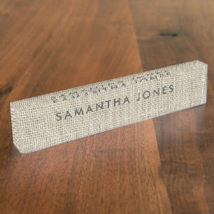 Rustic Burlap Hessian Classic Personalisiert Namensplakette