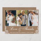 Rustic Burlap Lace 3 Foto Liebe und Danke (Vorne/Hinten)