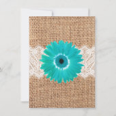 Rustic Burlap Lace Aquamarin Daisy Wedding Einladu Einladung (Rückseite)