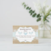 Rustic Burlap Lace Blue Boy Diaper Raffle Ticket Begleitkarte (Stehend Vorderseite)
