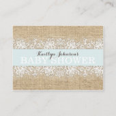 Rustic Burlap Lace Blue Boy Diaper Raffle Ticket Begleitkarte (Rückseite)