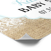 Rustic Burlap Lace Boy Baby Dusche Willkommenspend Poster (Ecke)