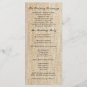 Rustic Burlap Lace Coral Ribbon Wedding Programm (Rückseite)