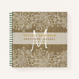 Rustic Burlap Lace Dankbarkeit Dankbarkeit Dankbar Notizblock