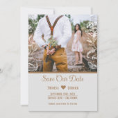 Rustic Burlap Lace Floral Foto Wedding Save The Date (Vorderseite)