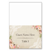 Rustic Burlap Lace Floral Wedding Place Tischnummer (Vorderseite)