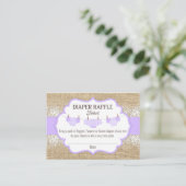 Rustic Burlap Lace Lavender Diaper Raffle Ticket Begleitkarte (Stehend Vorderseite)