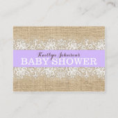 Rustic Burlap Lace Lavender Diaper Raffle Ticket Begleitkarte (Rückseite)
