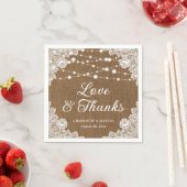 Rustic Burlap Lace Liebe und Danke Wedding Serviette (Beispiel)