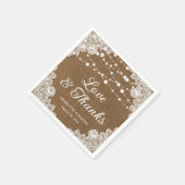 Rustic Burlap Lace Liebe und Danke Wedding Serviette (Ecke)