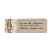 Rustic Burlap Lace Pearls Rücksendeadresse Label (Vorne)
