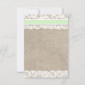 Rustic Burlap Lace RSVP Card am Strand - Green (Rückseite)