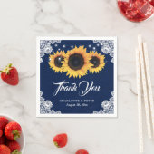 Rustic Burlap Lace Sunflower Navy Blue Wedding Serviette (Beispiel)