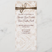 Rustic Burlap Lace Twine Country Wedding Programm (Vorderseite)