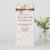 Rustic Burlap Lace Twine Country Wedding Programm (Stehend Vorderseite)