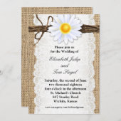 Rustic Burlap Lace Twine Daisy Wedding Einladung (Vorne/Hinten)