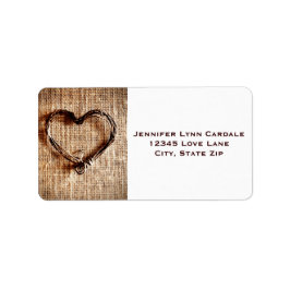 Rustic Burlap Lace Twine Heart Address Labels Adressaufkleber