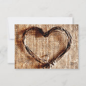 Rustic Burlap Lace Twine Heart Wedding RSVP Card Karte (Rückseite)
