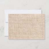 Rustic Burlap Lace Twine Pink Ribbon Wedding RSVP (Rückseite)
