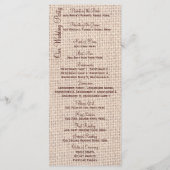 Rustic Burlap Lace Twine Sunflower Wedding Program Programm (Rückseite)