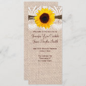 Rustic Burlap Lace Twine Sunflower Wedding Program Programm (Vorne/Hinten)