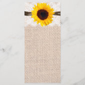 Rustic Burlap Lace Twine Sunflower Wedding Program Programm (Rückseite)
