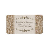 Rustic Burlap Lace Wedding Adressaufkleber (Vorne)