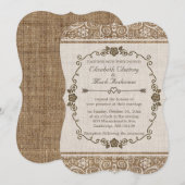 Rustic Burlap Lace Wedding Einladung (Vorne/Hinten)