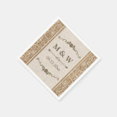 Rustic Burlap Lace Wedding Monogram Serviette (Ecke)